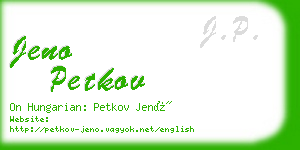 jeno petkov business card